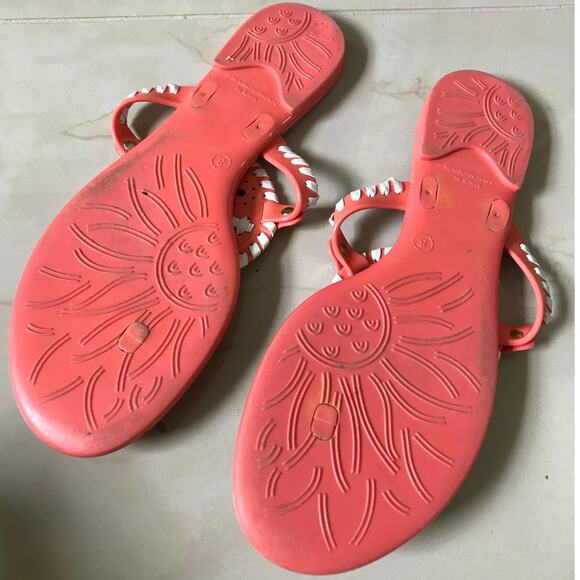 JACK ROGERS coral orange white classic jelly slip on slide sandals - Picture 4 of 4